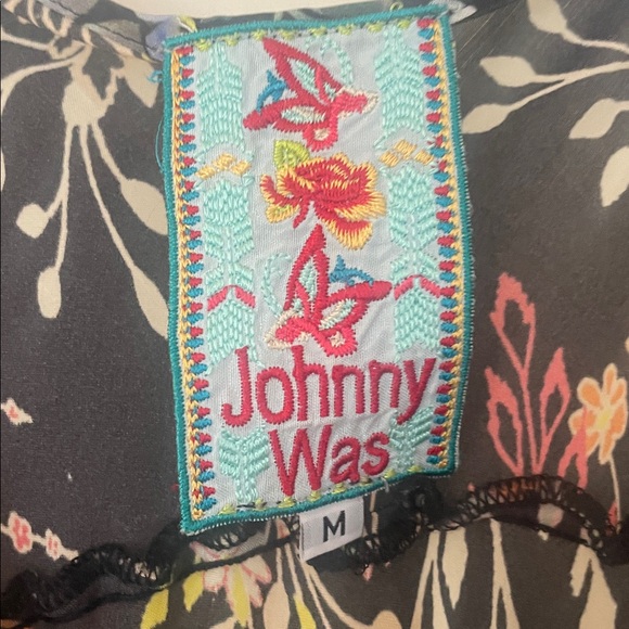 Johnny Was Black Dress with Colorful Floral Embroidery - Picture 4 of 7
